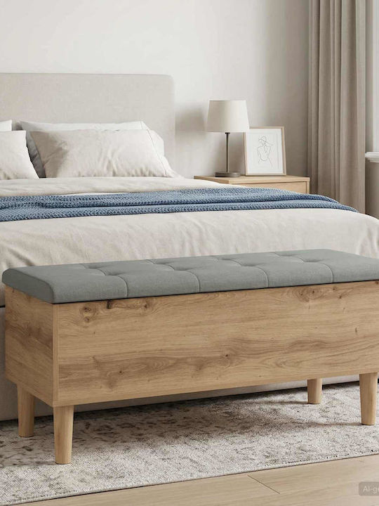 Bancă De Exterior Din Lemn Cu Spațiu De Depozitare Și Perne 102x42x46cm