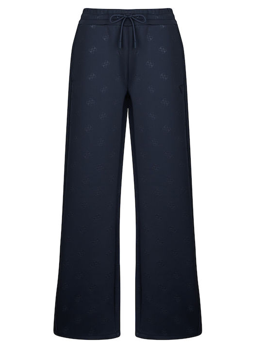 Guess Παντελόνι Φόρμας Καμπάνα Navy Μπλε