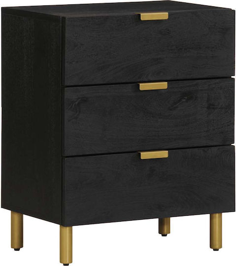 Wooden Bedside Table Black 50x33x62cm