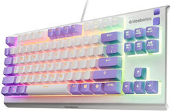 SteelSeries APEX 3 TKL Гейминг Механична Клавиатура Tenkeyless с RGB Осветление (Английски US) Лилава