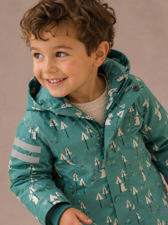 Waterproof Kids Casual Jacket Short with Hood Fishing Bear