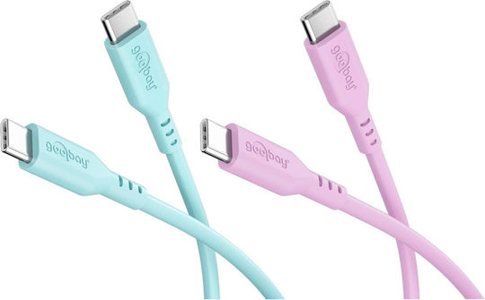 Goobay USB-C кабел мъжки - USB-C 60W тюркоазен 1.5m 81260