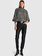 Damen Bluse Langärmelig Schwarz