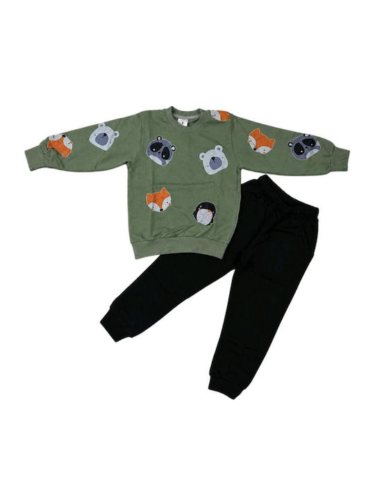 Kids Sweatpants Set With Top Olive
