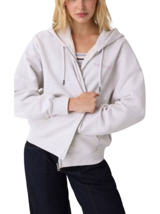 Guess Γυναικεία Ζακέτα Φούτερ με Κουκούλα Grey