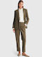 Pantaloni Dama Din Tesatura Cu Croiala Tapered Verzi