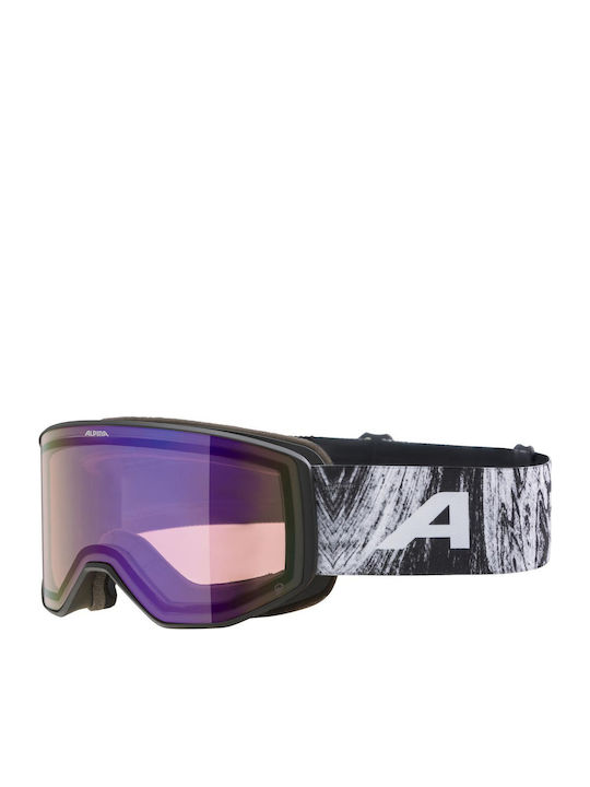 Alpina Ski- und Snowboardbrille für Erwachsene, Schwarz, mit polarisiertem Spiegelglas, Schwarz