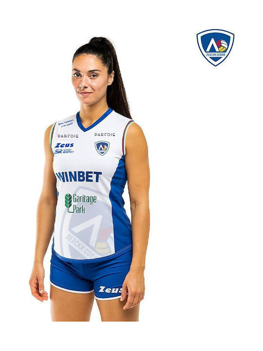 Women’s Vc Levski Sofia Away 23/24 Volleyball Tank Top White Zeus
