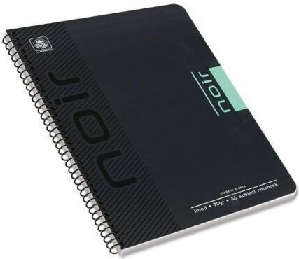 Typotrust Spiral Ruled Notebook A4 60 Paper Sheets 2 Subjects Noir Black Turquoise