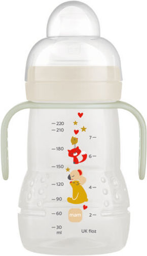 Mam Trainer+ Night Baby Trinklernbecher Kunststoff mit Griffen Weiß für 6m+ 220ml
