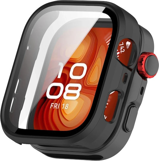 Bizonmobile Matte Black Tempered Glass Screen Protection Case Compatible Huawei Watch Fit 4 Pro