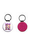 Leather Round Keychain Katseye Glitter Fuchsia