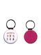 Leather Round Keychain Katseye Glitter Fuchsia