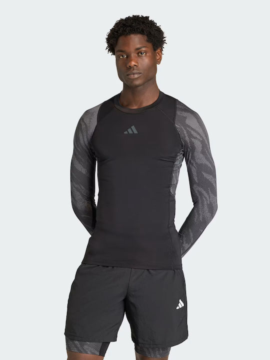 adidas Techfit Cămașă Termică Cu Mâneci Lungi Pentru Bărbați Compresie Neagră
