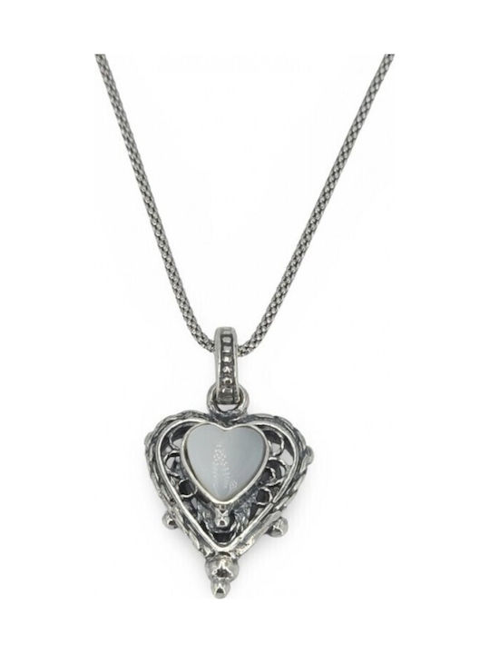 Necklace With Heart Design Made Of Silver