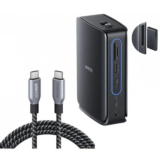 Anker Dock Docking Station cu HDMI/DisplayPort PD Ethernet și Conexiune 3 Monitoare Negru (A83C3311)