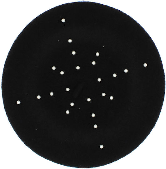 Beretă De Damă ButicCochet Lână O Mărime Design Cu Perle Neagră Bsc509
