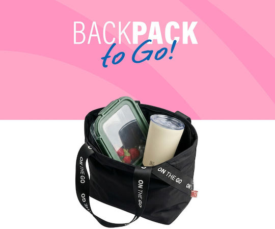 Iris Barcelona Set Backpack To Go Insulated Black Lunch Bag Glass Mug Food Container