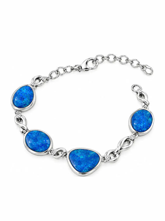 Brățară Argintie Opal Pentru Femei Cu Închidere Până La 19,5 Centimetri Silverline 0230226702/Albastru Clasic Opal Argint Alb 0230226702
