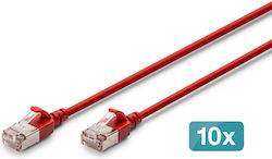 Digitus F/FTP Cat.6a (Gigabit) Network Cable Ethernet 2m Red 10 Pieces Digitus F/FTP Cat.6a (Gigabit) Network Cable Ethernet 2m Red 10 Pieces
