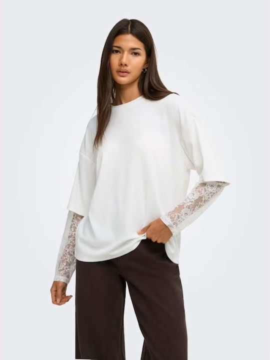 Only Damenbluse Langärmlig Weiß