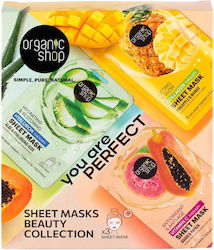 Natura Siberica Organic Shop Промо Плат Маски Beauty Collection Collagen Boost Плат Маска Basic Стягане и Лифтинг 1 бр Hyaluron Solution Плат Маска Basic Хидратация 1 бр и Vitamin C Плат Маска