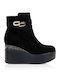 Stiefeletten Damen mit Plattform Schwarz