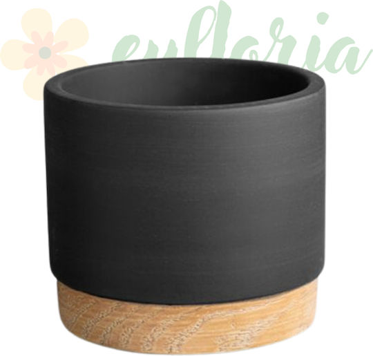 Eufloria Vază Ceramică Gri Cu Suport 10.5x10.5cm