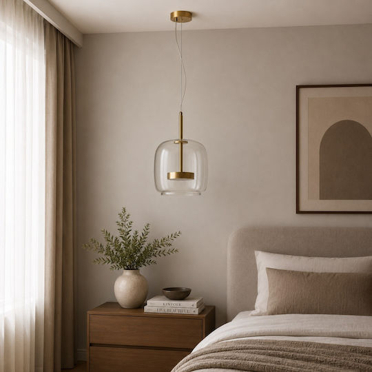 Artekko Κρεμαστό Φωτιστικό Διάφανο LED 26x26x25εκ.