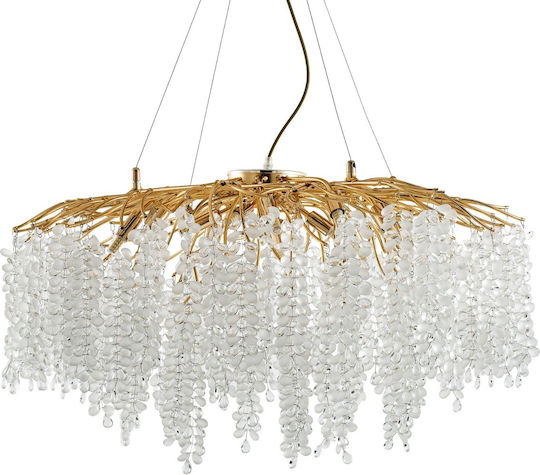 Artekko Hanging Ceiling Light Transparent with Crystals for G9 Socket 80x80cm