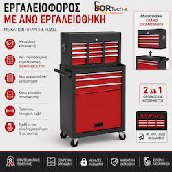 Bortech Räder Metallischer Werkzeugkoffer mit Toolbox und Schrank