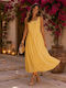 Summer Midi Shirt Dress Yellow 21167 FC8B