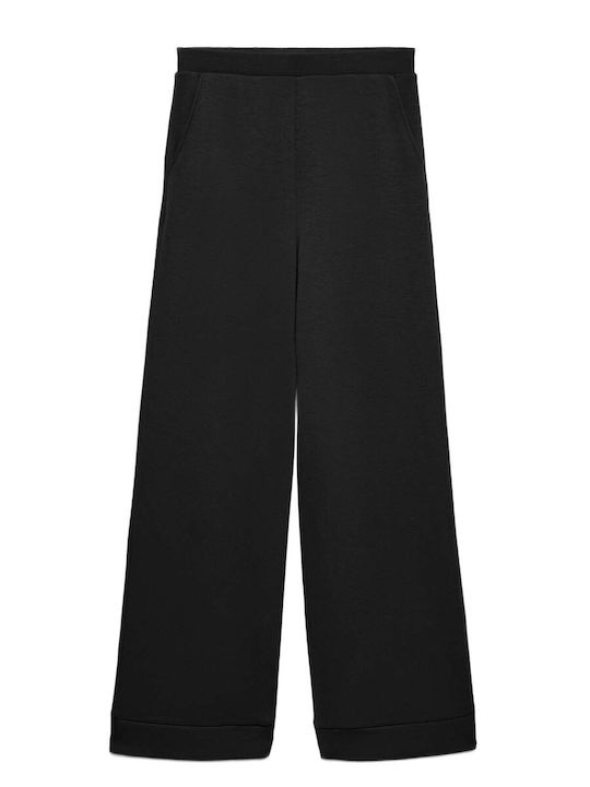 Vero Moda Pantaloni Dama Cu Talie Înaltă Din Țesătură Cu Elastic În Linie Wide Black Vero Moda Pantaloni Dama Cu Talie Înaltă Din Țesătură Cu Elastic În Linie Wide Black