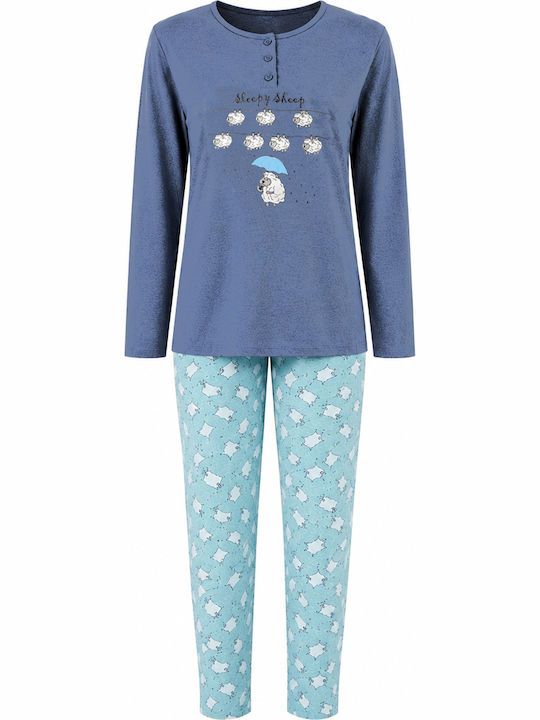 Cool Set De Pijamale De Vară Pentru Femei Albastru