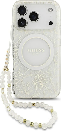 Guess Iml Flowers Allover Strap Задна Корица Пластмаса / Силикон Бяла iPhone 18 Pro