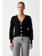 Short Women's Knitted Cardigan Black
