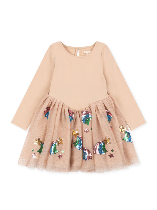 Kinderkleid Langärmeliges Tüll Rainbow Star