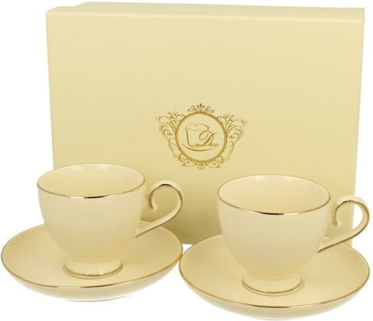 Set Of White Porcelain Espresso Cups 150ml 2 Pieces