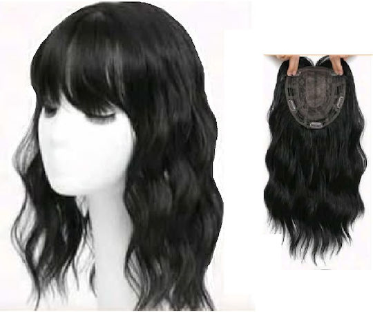 Haarverlängerung mit Clip mit Menschliche Haare in Schwarz Farbe 38.1cm Topper Toupé