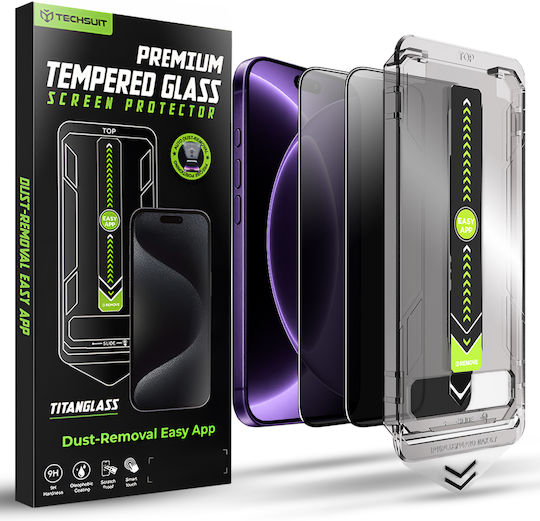 Techsuit Titanglass Fullcover 2 Бройки iPhone 18 Pro Privacy Протектори За Мобилни Телефони