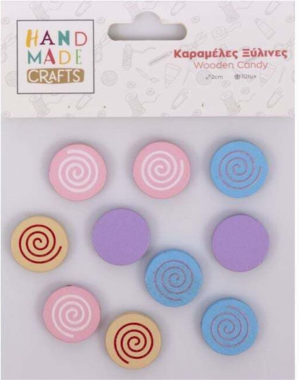 Hand Made Crafts Καραμελες Ξυλινες 2cm 10τεμ Διαφορα Χρωματα