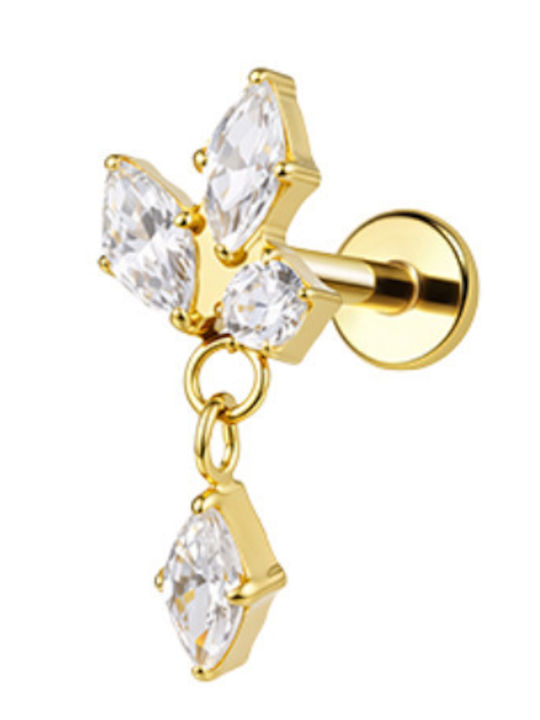 Silver And More Piercing Din Titan Placat Cu Aur 8 x 1.2mm Alb