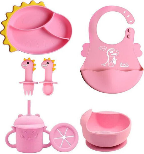Silicone Feeding Set Pink 6 Pcs