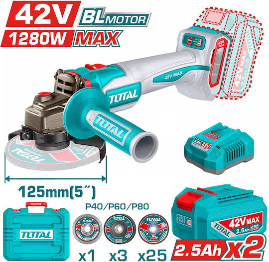 Total Τροχός 125mm На Батерия Brushless 2x2.5Ah
