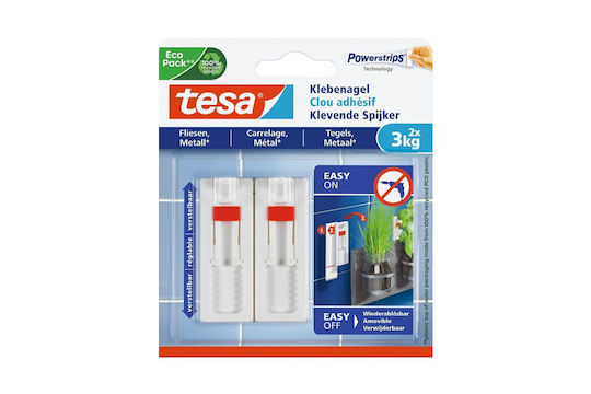 Tesa 77764-00000-01 Cârlige Metalice Albe Cu Unghii 2 Bucăți