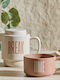 Teapot with Mug and Filter Ceramic Beige 450ml