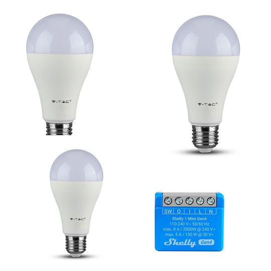 Shelly Smart Λάμπα LED 9W για Ντουί E27 και Σχήμα A60 Φυσικό Λευκό 806lm