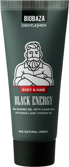 Biobaza Gel de duș și șampon 2 în 1 Black Energy cu cărbune 30 Ml