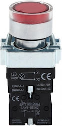 Бутон Ф22 Метален Червен Светещ 24v Lay5-bw3462