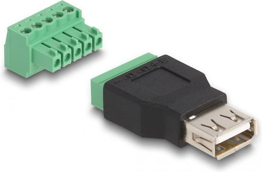 Delock USB 2.0 Женски Type-A Терминален Блок Адаптер 2 Бройки